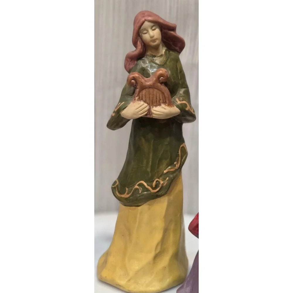 Greenbrier International Figurines Set/3 Ceramic Violin Lyre Tambourine Statues